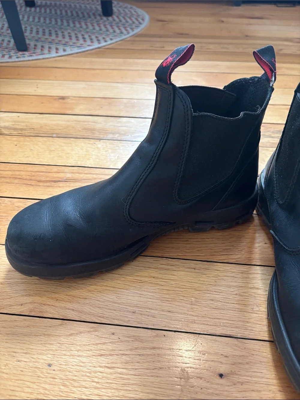 Black Slip-On Redback Boots with Red Pull Tabs